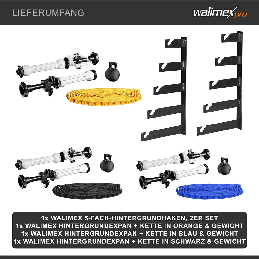 Walimex 3-fach Hintergrund Wandmontageset (3er Set) mit 3 Expan, mit 3 Expan