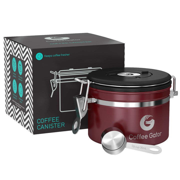 Coffee Gator Kaffeedose Edelstahl, Luftdicht Vorratsdose mit Deckel, Datum Tracker, CO2-Freigabevent