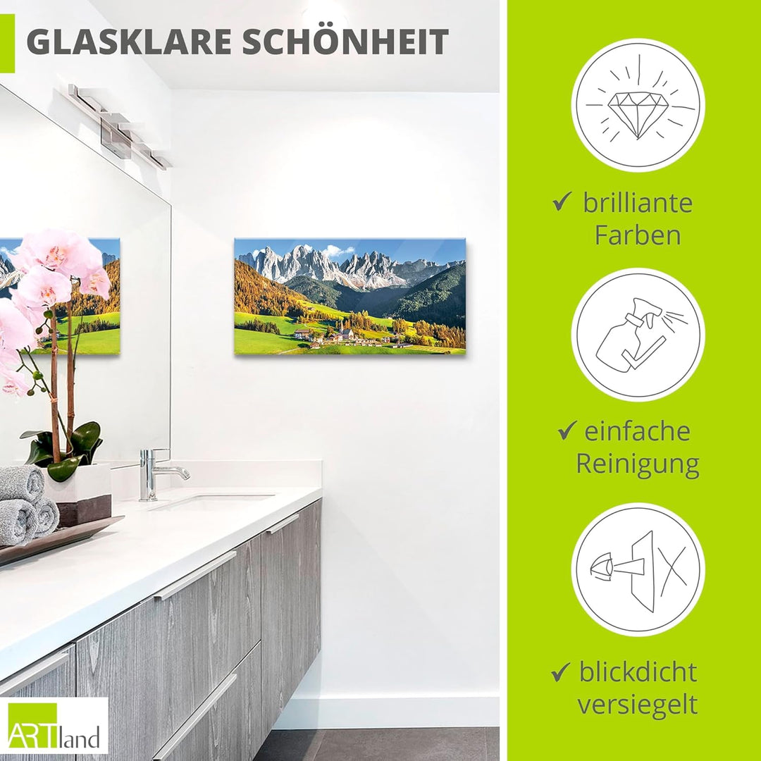 Glasbilder Wandbild Glas Bild einteilig 100x50 cm Querformat Alpen Landschaft Berge Natur Italien Sa