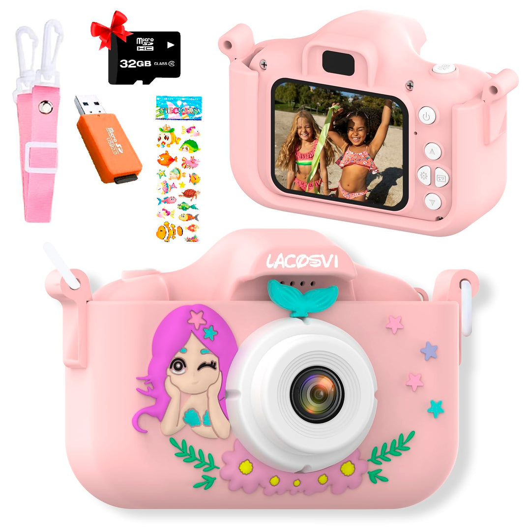Lacosvi Kinderkamera, 5,1 cm (2 Zoll), 1080P HD, Selfie-Videokamera für Jungen und Mädchen, mit SD-K