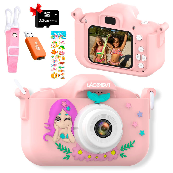 Lacosvi Kinderkamera, 5,1 cm (2 Zoll), 1080P HD, Selfie-Videokamera für Jungen und Mädchen, mit SD-K