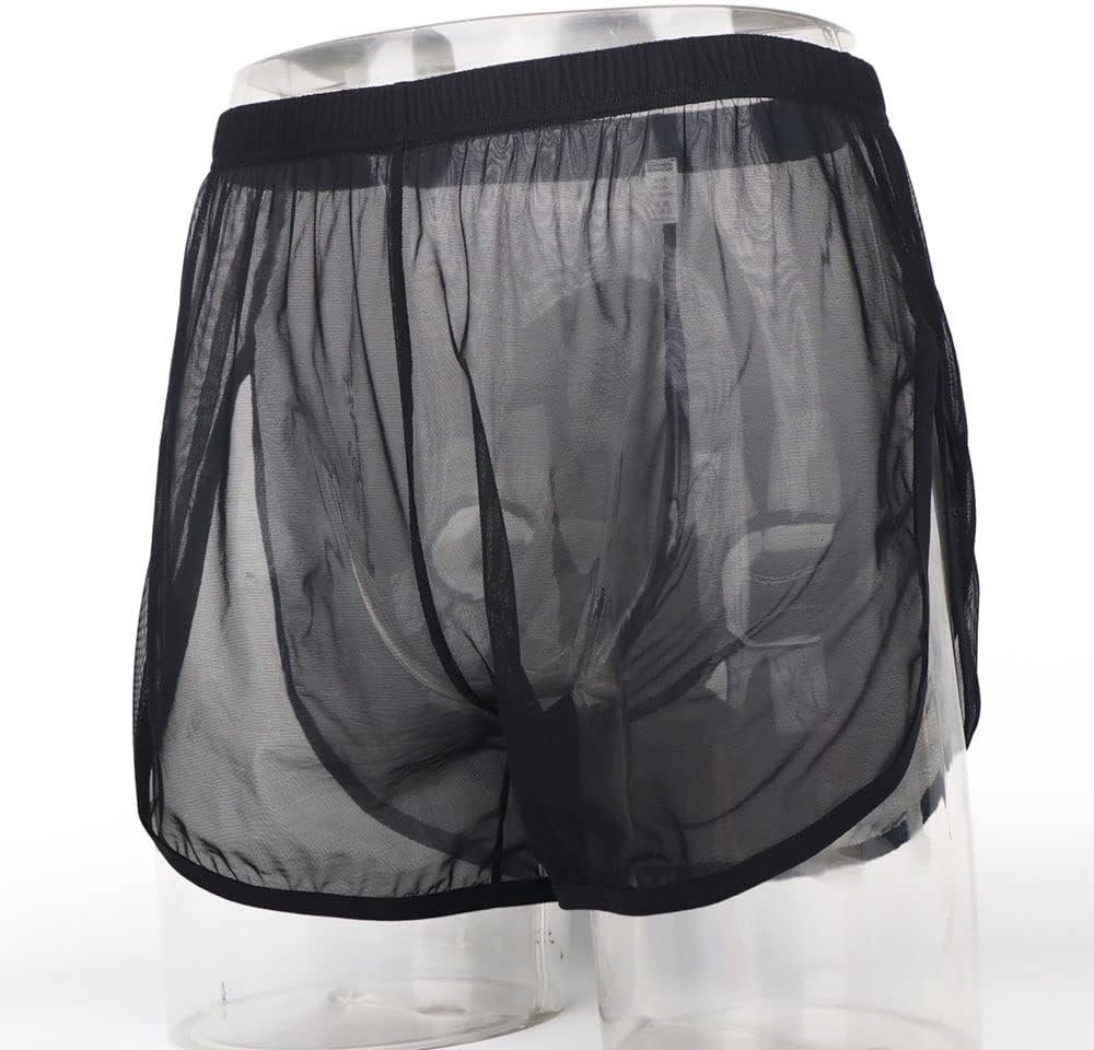 Herren Boxershorts Transparent Leicht Luftig Atmungsaktiv Bequem Geeignet für den Sommer 3schwarz L,