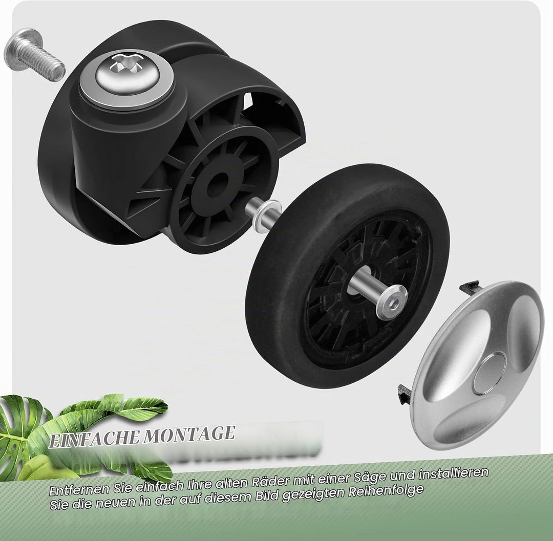 8 PCS Kofferrollen Ersatzrollen Ersatzkit Verschleissfeste Koffer Rollen Ersatz Leise und Langlebige