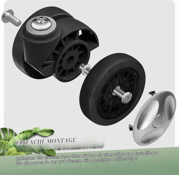 8 PCS Kofferrollen Ersatzrollen Ersatzkit Verschleissfeste Koffer Rollen Ersatz Leise und Langlebige