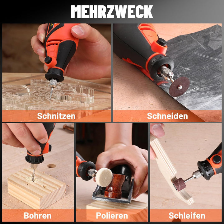 ValueMax Multifunktionswerkzeug 130W, Rotationswerkzeug mit 120 Zubehör, mini Graviergerät 5 Variabl