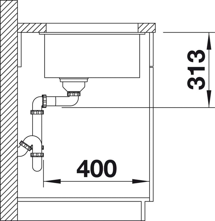 BLANCO SUBLINE 320-U | SILGRANIT felsgrau | Einbauart: Unterbau | ohne Ablauffernbedienung | 40er Un