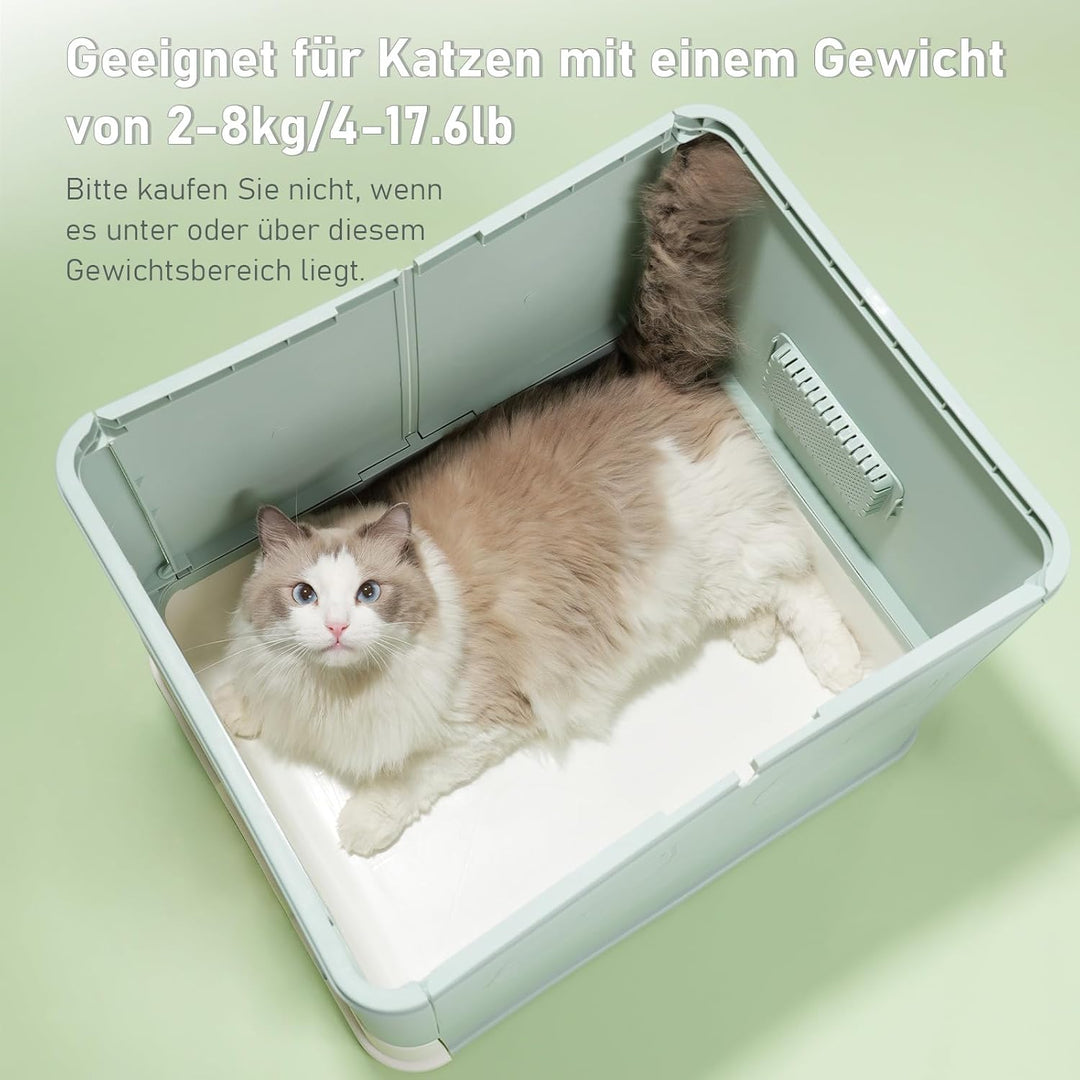 Vollständig Geschlossene Geruchsfreie Katzentoilette mit Dach, Grosse Faltbare Katzenklo mit Schubla
