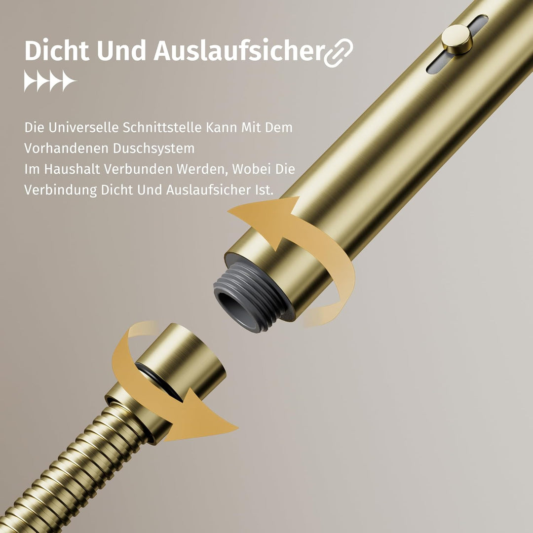 Wassersparender Duschkopf mit Schlauch Halterung,Mit zwei Strahlarten (Regen und Intensiv),Runder Ha