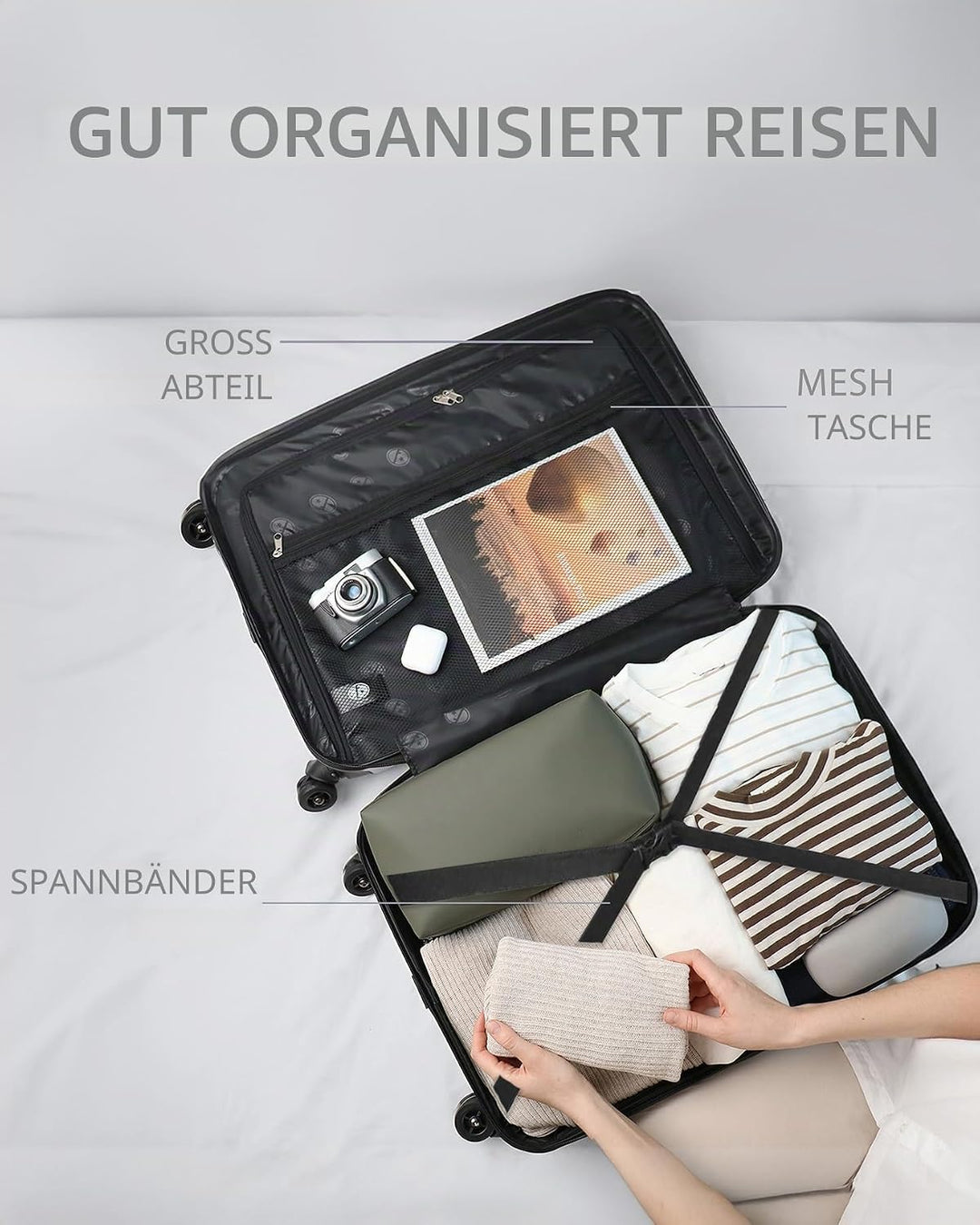 FERGÉ XL Grosser Koffer Hartschale mit TSA Schloss Cannes Rollkoffer Reise-Koffer 77 cm Hartschalenk