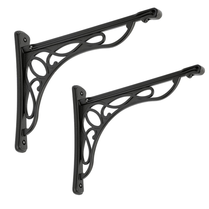 2 Stück Regalhalterung, robust und Hardware im Lieferumfang enthalten, schwarzes Finish, 24,1 x 19,1