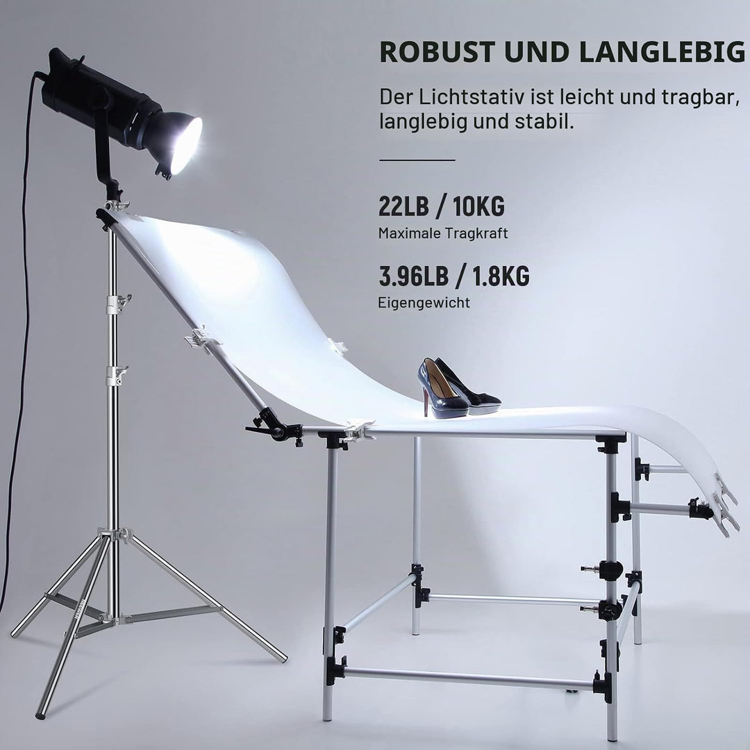 NEEWER 7,2Fuss/2,2m Edelstahl Lichtständer,gefederter Hochleistungs Stativständer für Fotografie mit