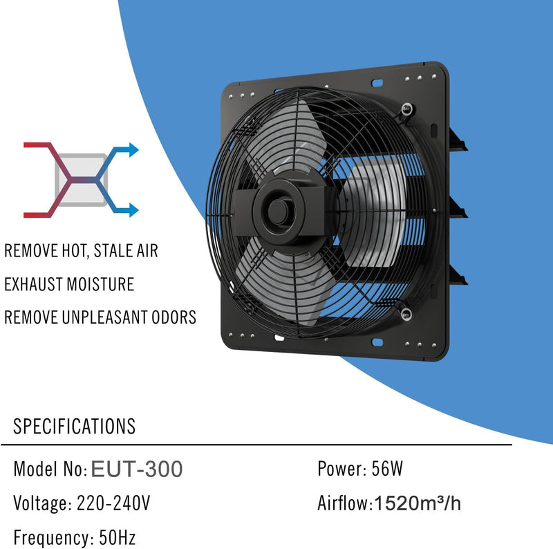 Aygrochy 300mm zu und abluftventilator, Industrie Wandventilator für Heizung, Kühlung, Booster, Wach