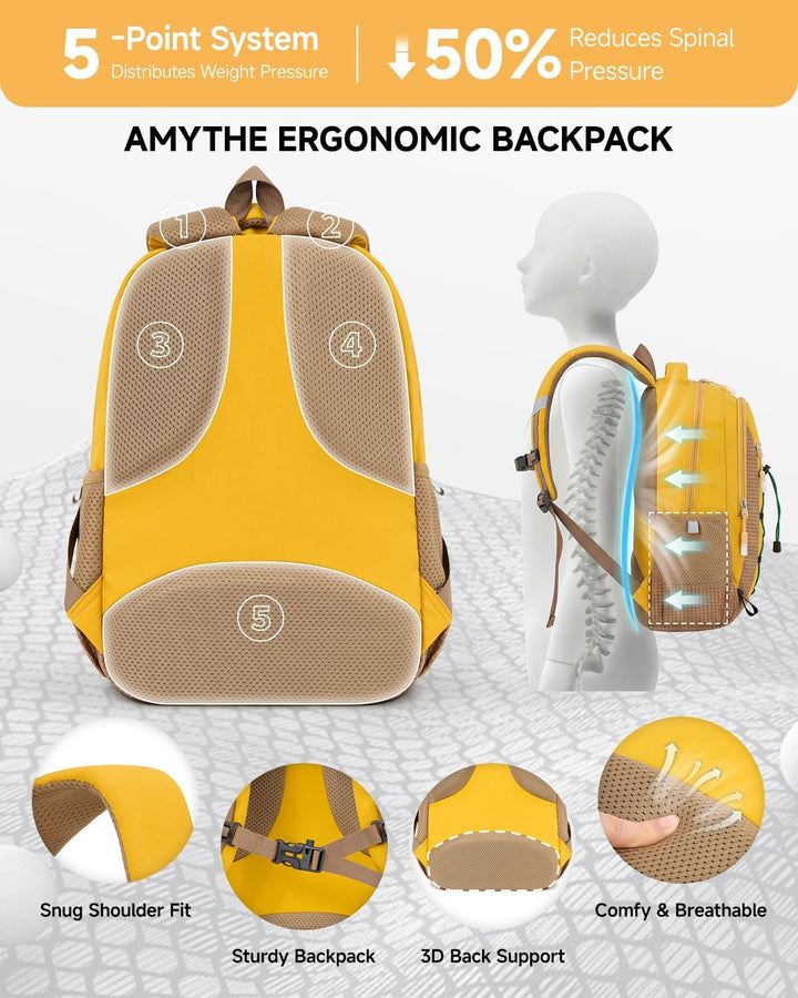 Amythe Outdoor Schulrucksack für Jungen Mädchen ab 6 Jahren, Wanderrucksack Kinder 1. - 5. Klasse, W
