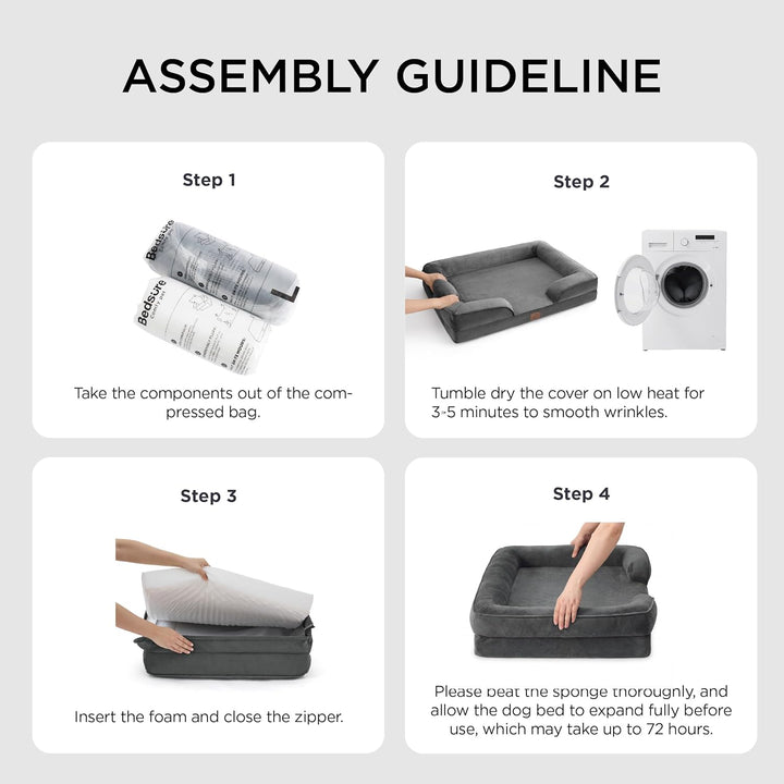 BEDSURE orthopädisches Hundebett Ergonomisches Hundesofa - 71x58 cm Hundecouch mit eierförmiger Kist