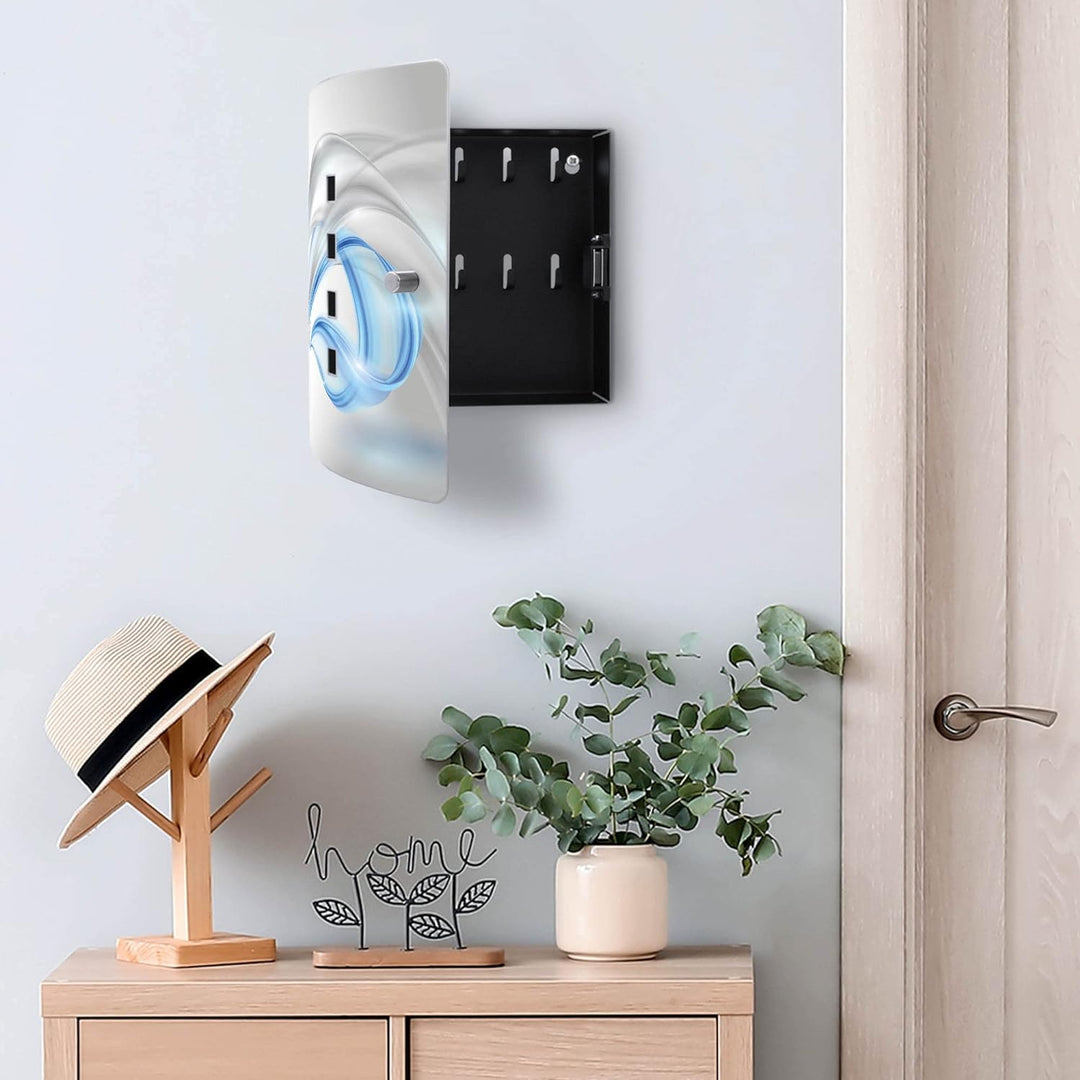 banjado® Design Schlüsselkasten aus Edelstahl Motiv Blauer Schleier für 10 Schlüssel - Schlüsselschr