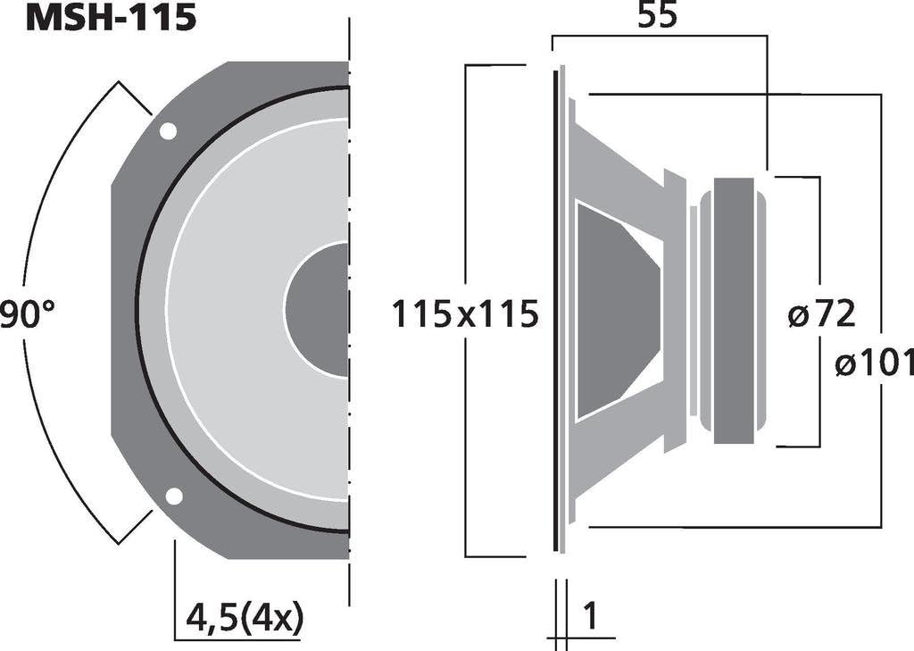 MONACOR MSH-115 Hi-Fi-Mitteltöner, 50W, 8 ohm