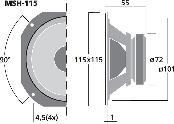 MONACOR MSH-115 Hi-Fi-Mitteltöner, 50W, 8 ohm