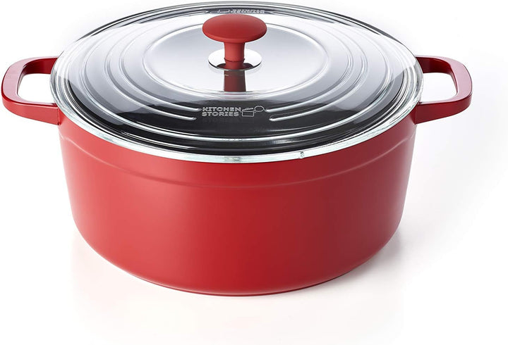 Kitchen Stories Simmerpro 28cm / 6.6L Schmortopf mit gehärteter Glasdeckel mit Selbstbefeuchtungssys