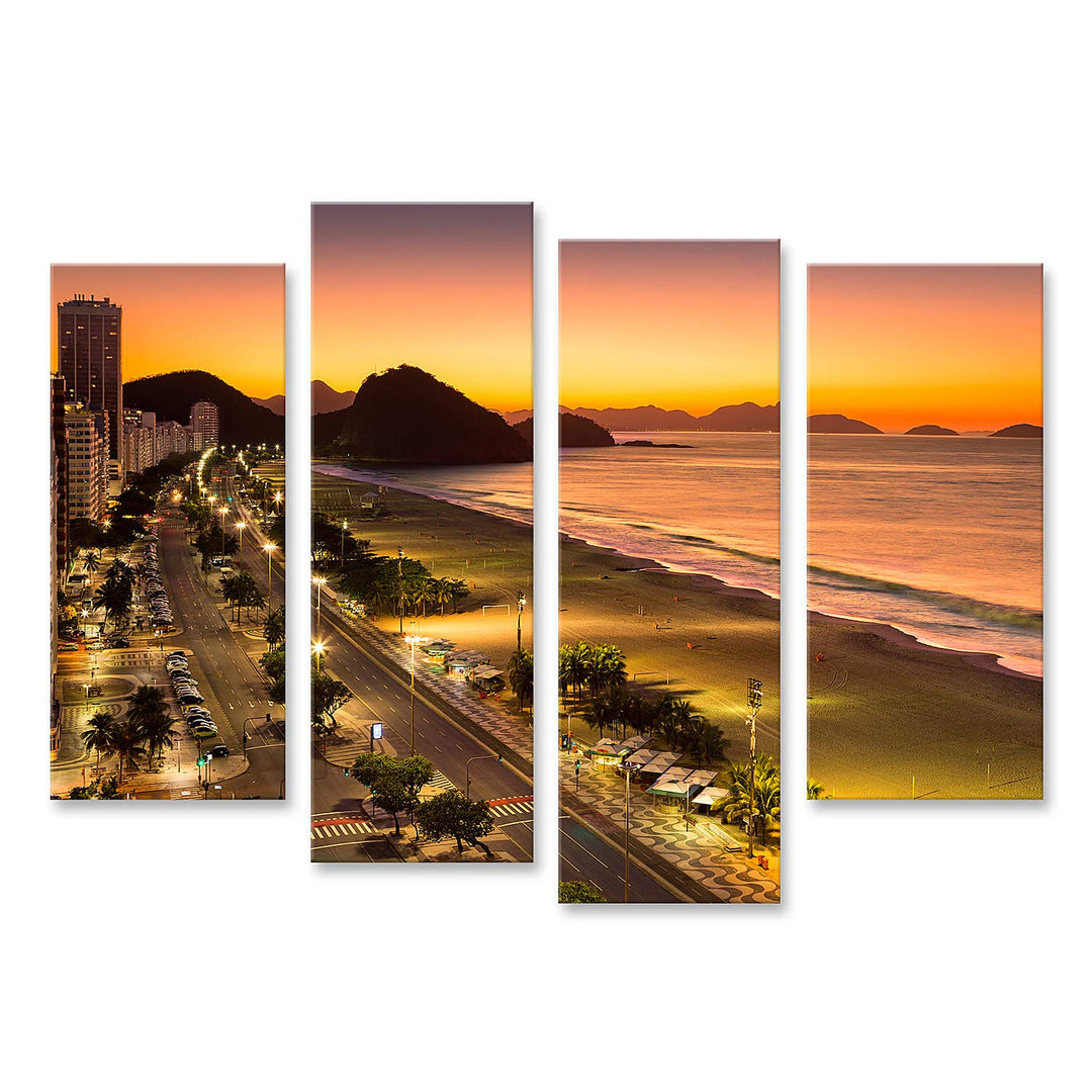 islandburner Bild auf Leinwand Copacabana Strand In Der Morgendämmerung In Rio De Janeiro Brasilien