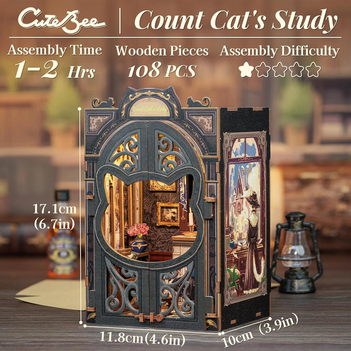 CUTEBEE Book Nook Kit - DIY Miniature House,Puppenhaus Miniatur Haus Selber Baue Bausatz mit Staubsc