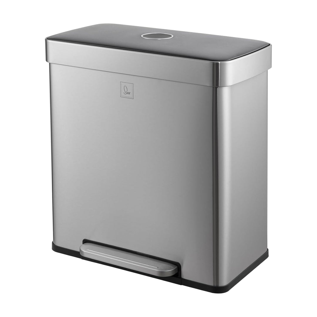 SVITA LT2X30 Mülleimer 60 Liter Treteimer Tretmülleimer Abfalleimer 2 Fächer je 30 Liter freistehend