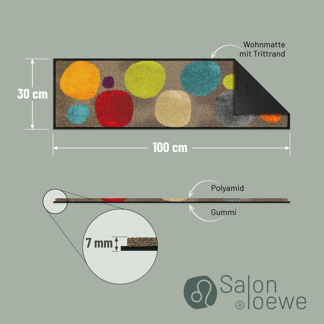Salonloewe Broken Dots 030x100 cm bunt Läufer schmal Kreise Sauberlaufmatte