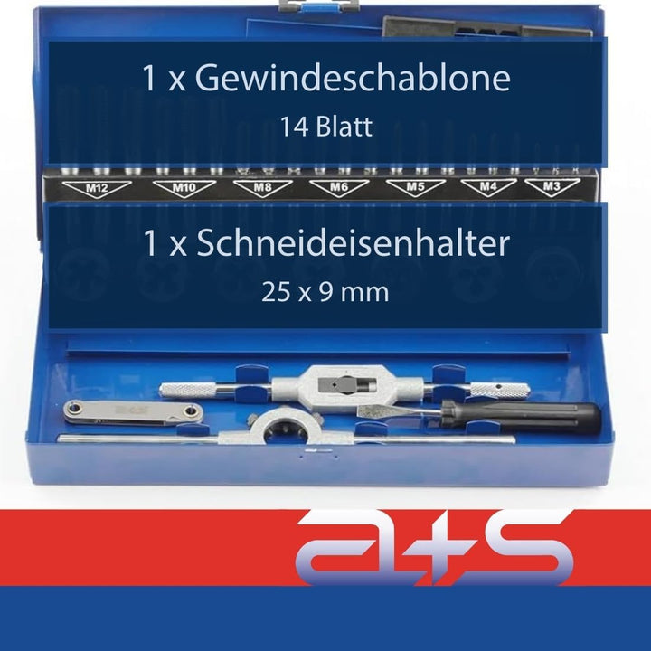 a+s Albrecht & Schulte 32 tlg. Gewindeschneid Satz metrisch M3-M12 | Handgewindebohrer + Gewindeschn