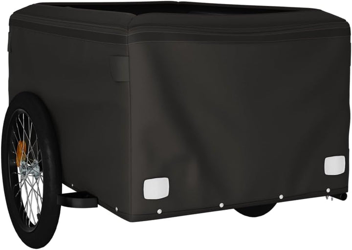 Gecheer Fahrradanhänger 45 kg Eisen, Robustes Design mit Deichsel und Sicherheitsflagge, Schwarz und