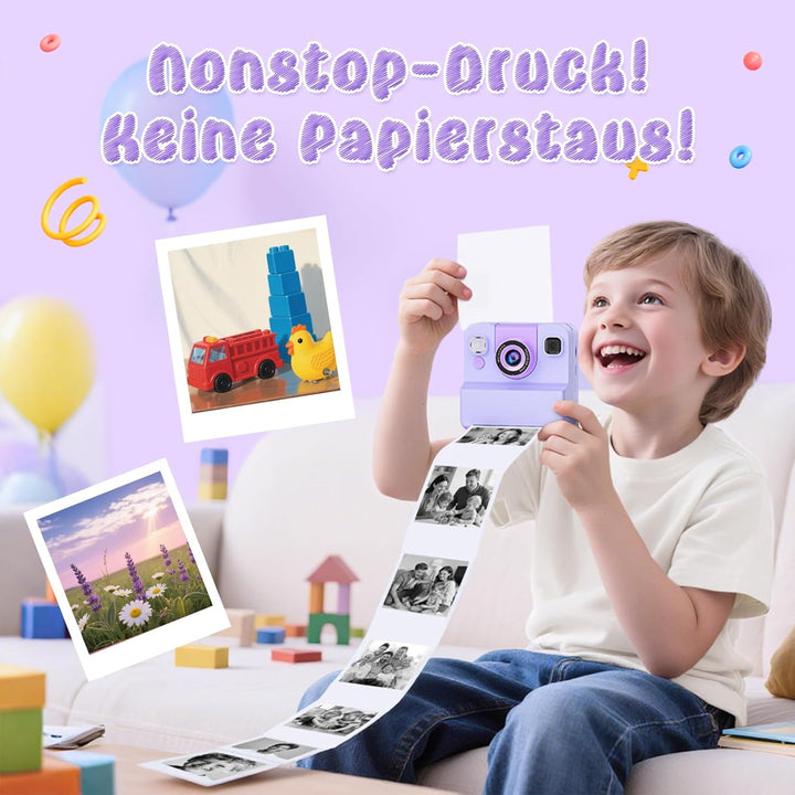 Sofortbildkamera Kinder Kamera,2.4" HD Bildschirm Kinderkamera mit 32GB Spielzeug ab 3 4 5 6 Jahren