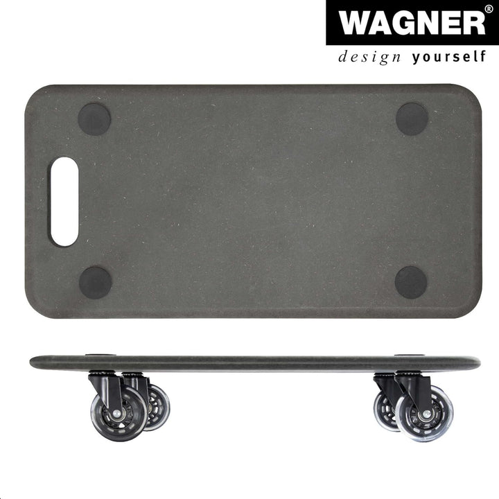 WAGNER Transportroller Transporthilfe I Plattformwagen schwarz für Möbel aus MDF I 57,5 x 30 x 11 cm