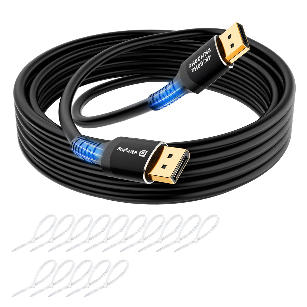 4K DisplayPort Kabel M/M 10m, VESA-zertifiziert, DP 1.2 Kabel, 4K@60Hz, 2K@120Hz, 1080p Full HD, für
