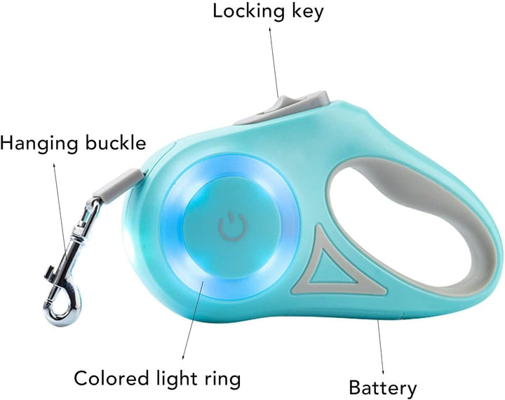 Ausziehbare LED-Hundeleine, Ausziehbare Haustierleine Mit Buntem LED-Licht, Ergonomischer Griff, Hun
