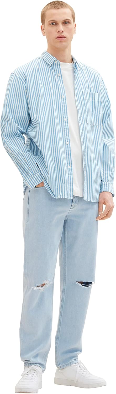 TOM TAILOR Denim Herren Loose Fit Jeans 30W / 34L 10117 - Used Bleached Blue Denim, 30W / 34L 10117