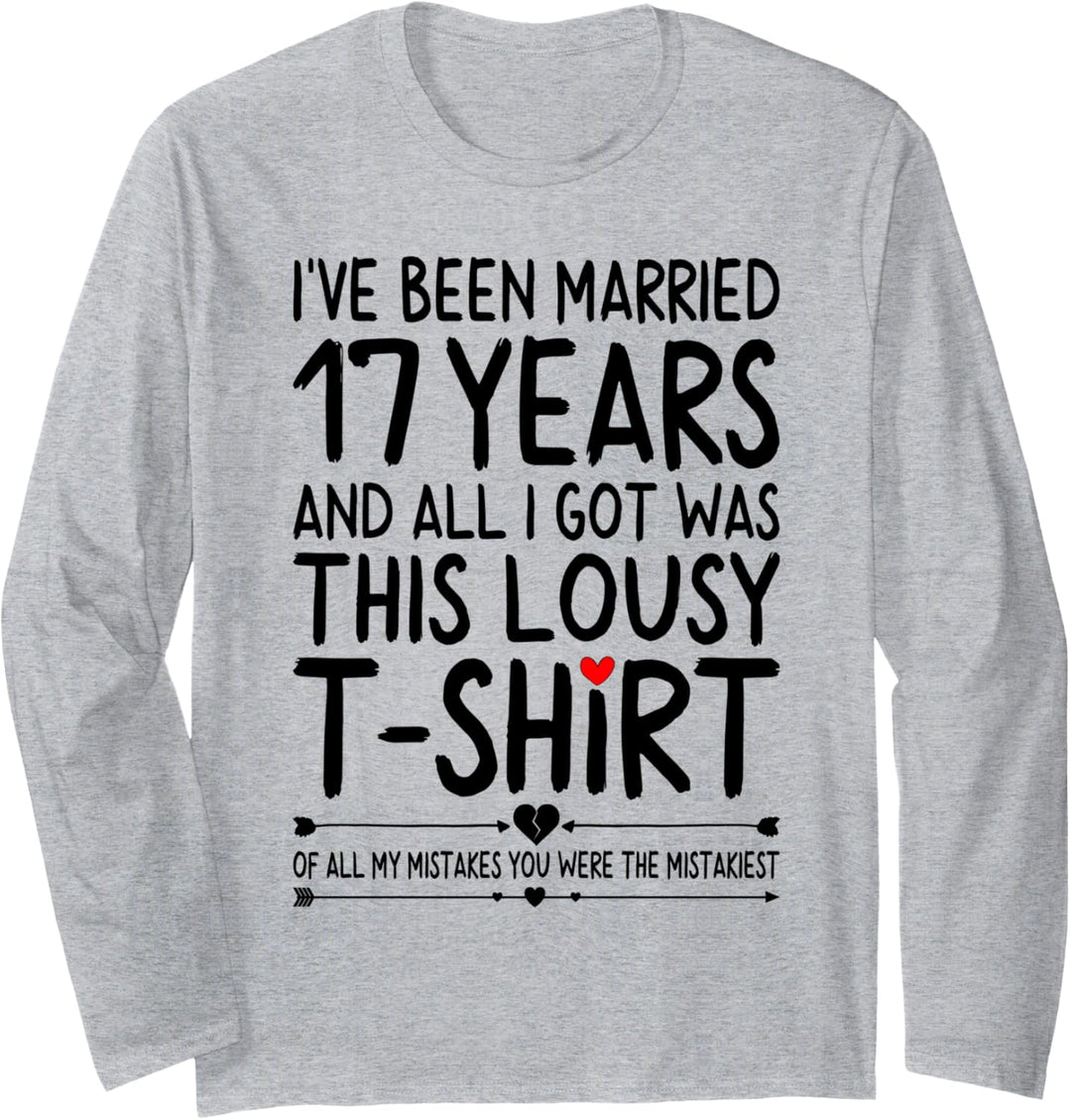 17 Years of Marriage 17th Wedding Anniversary for Her Couple Langarmshirt