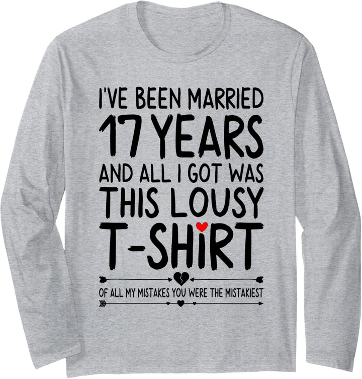 17 Years of Marriage 17th Wedding Anniversary for Her Couple Langarmshirt