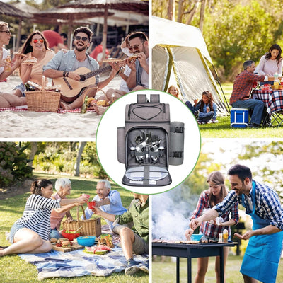 Hap Tim Picknickkorb für 2, 2 Personen Picknick-Rucksack mit Weinhalter, Fleecedecke, Besteck-Set, p
