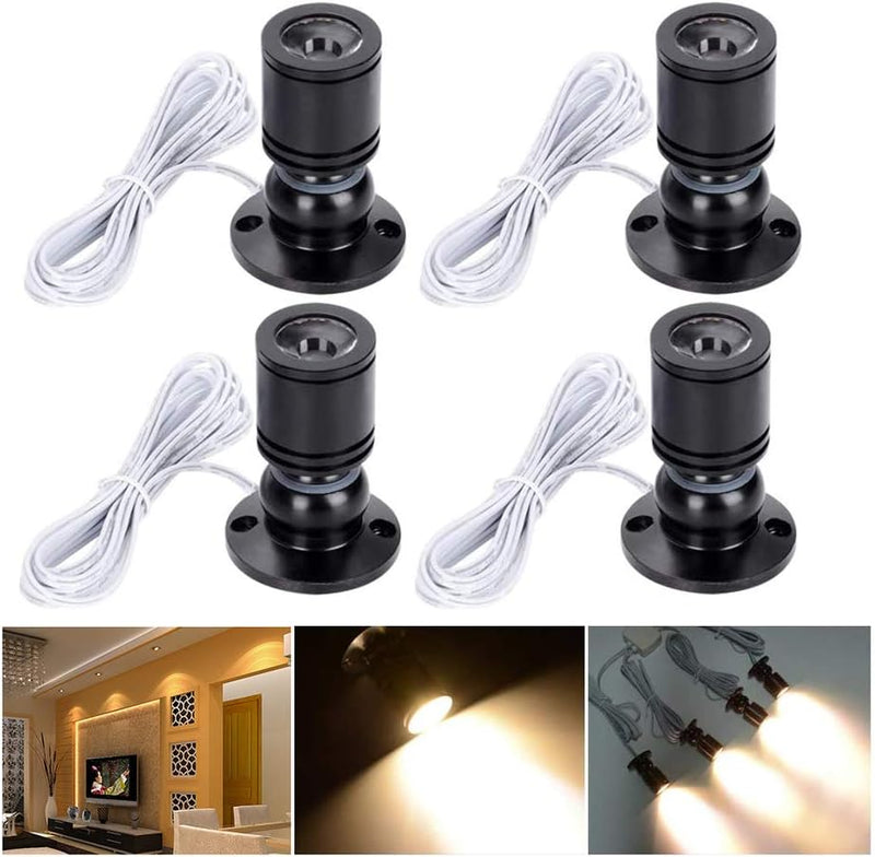 Elitlife 4 Set Mini LED Einbaustrahler Minispot Einbauleuchte LED Schrankleuchte Aluminium Kaltweiss