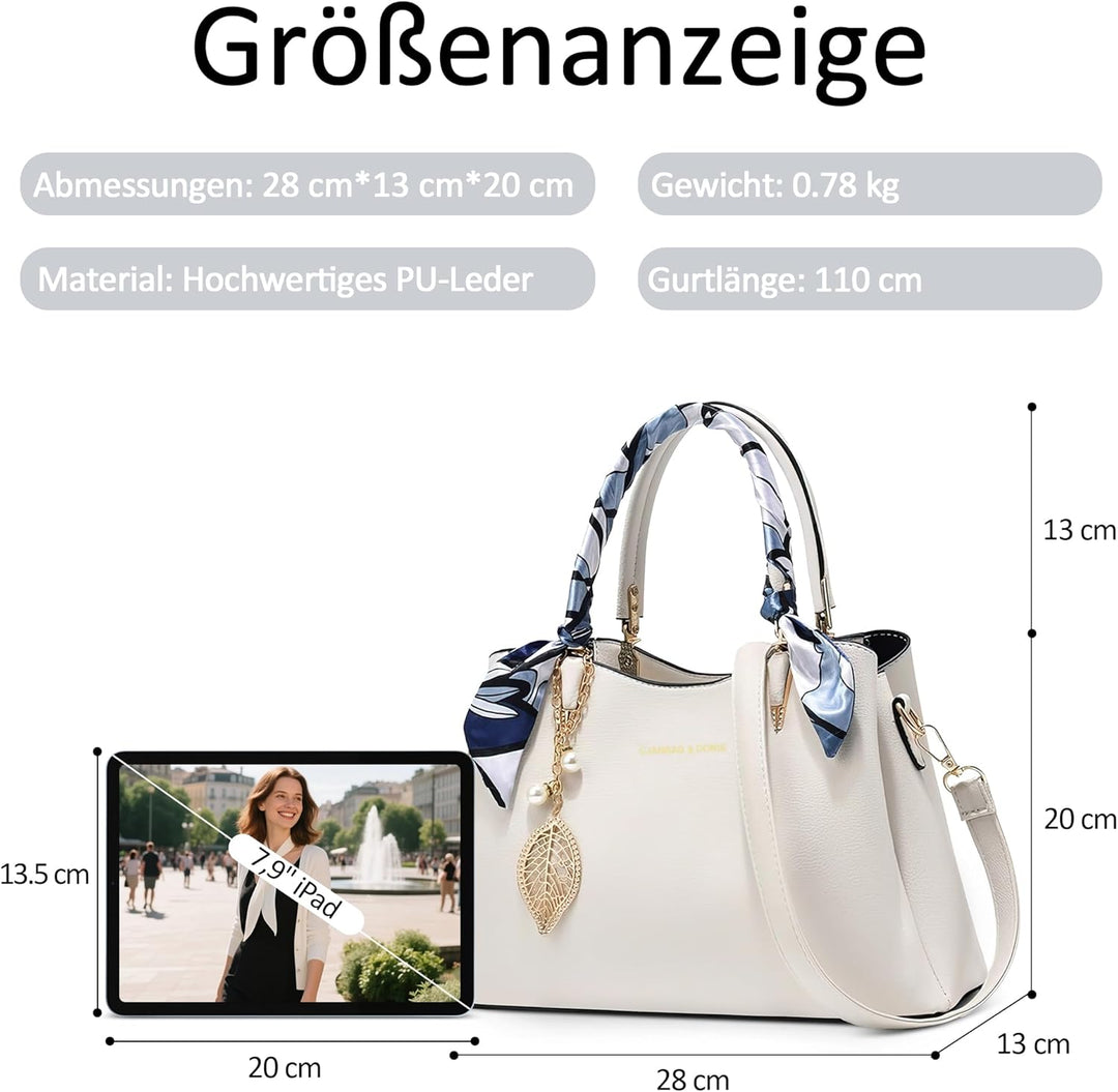 DORRISO Elegant Damen Handtasche Grosse Kapazität Schultertasche mit Einzigartigem Anhänger Umhänget