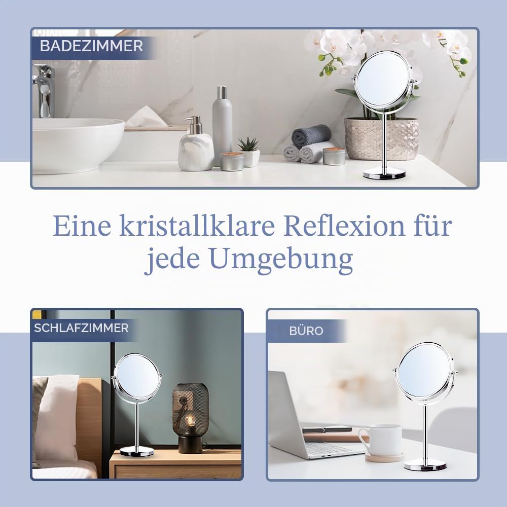 Mirrorvana Spiegel mit 10-facher Vergrösserung, runder Spiegel für Badezimmer, Tischspiegel für Make