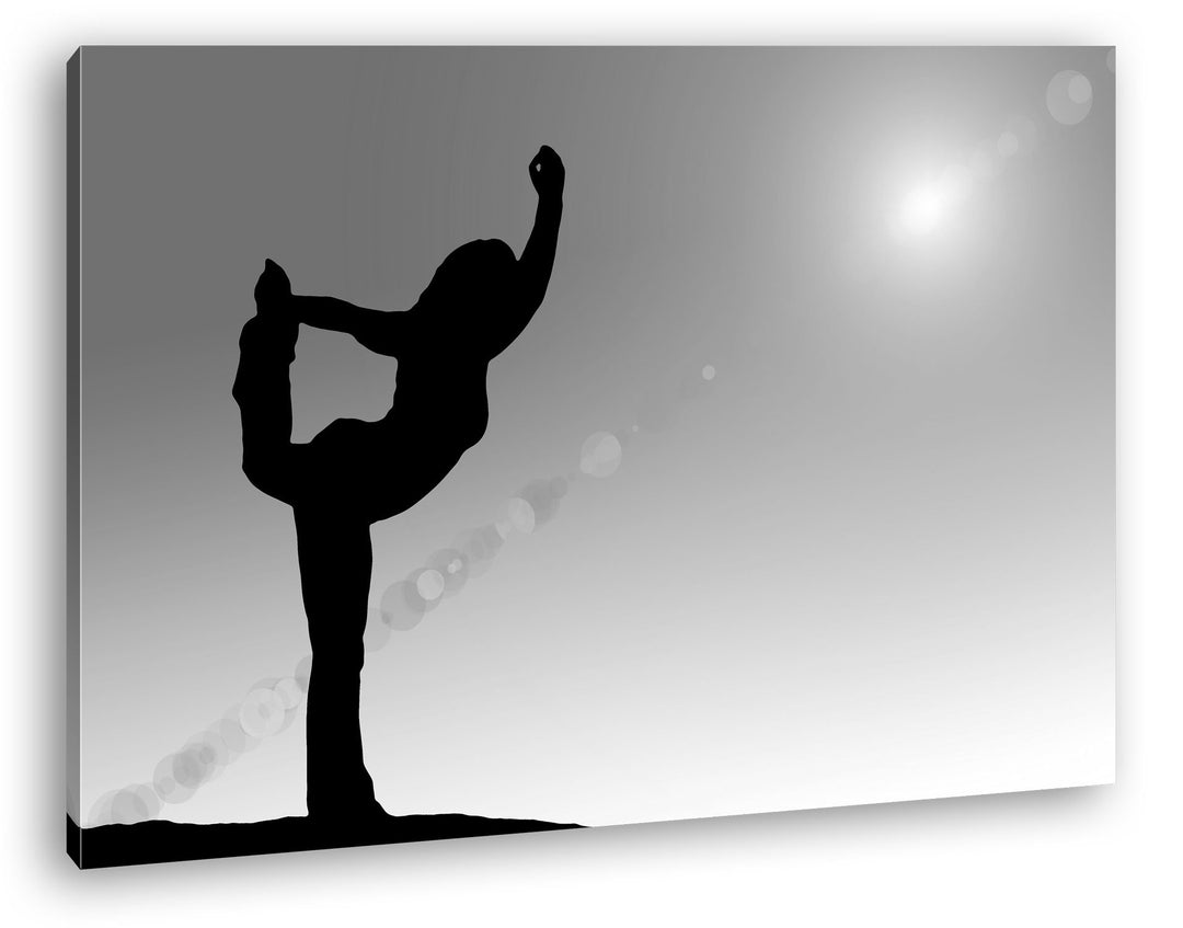 deyoli Silhouette Einer Frau beim Yoga Effekt: Schwarz/Weiss Format: 100x70 als Leinwandbild, Motiv