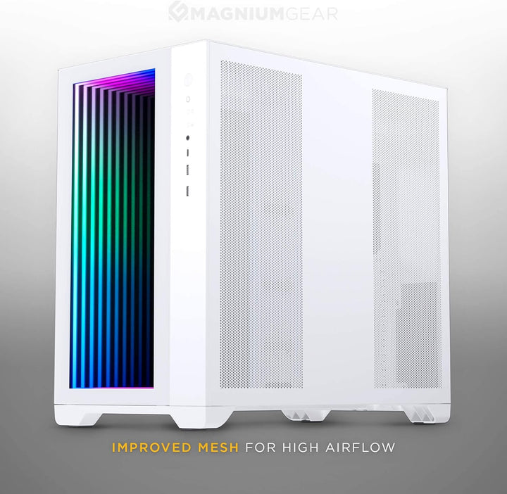 Magniumgear NEO Qube 2 IM, Dual Chamber ATX Mid-Tower, Digital-RGB Infinity Mirror Front Panel, Temp