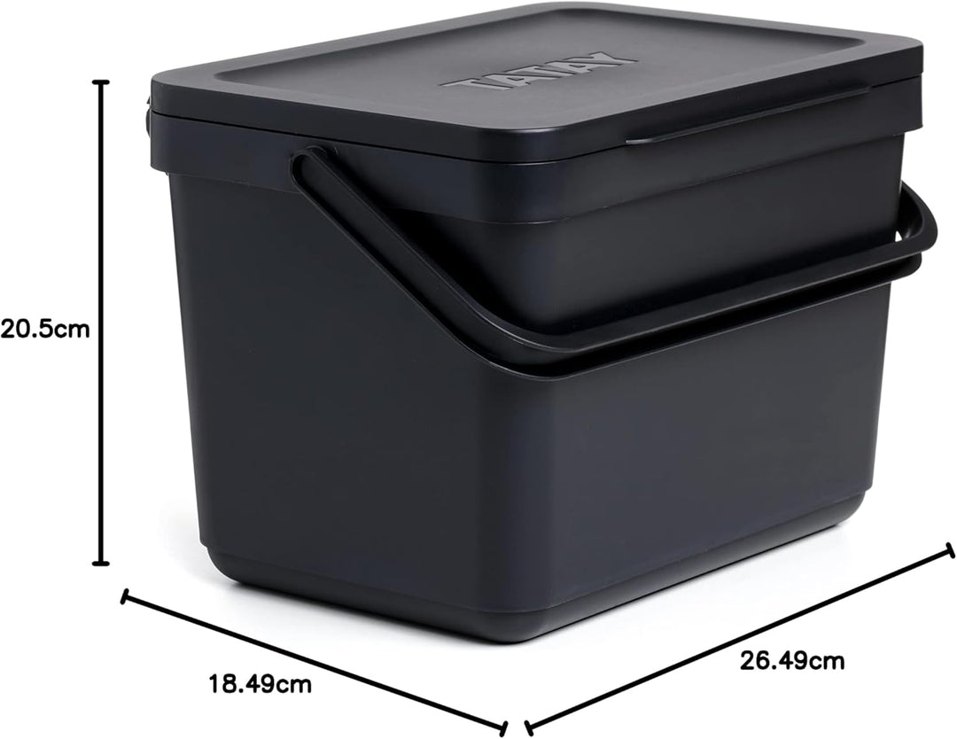 TATAY Mülltrennsystem Küche | 1 Biomülleimer Smart 6L Schwarz ohne Halterung + 4 Easy Waste Recyclin