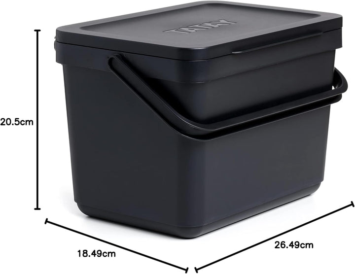 TATAY Mülltrennsystem Küche | 1 Biomülleimer Smart 6L Schwarz ohne Halterung + 4 Easy Waste Recyclin