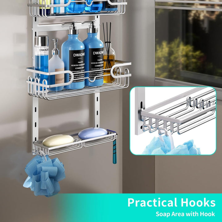 HapiRm Duschablage zum Hängen Hängeregal Dusche - Duschregal zum Hängen Einstellbar mit 4 Duschkorb,