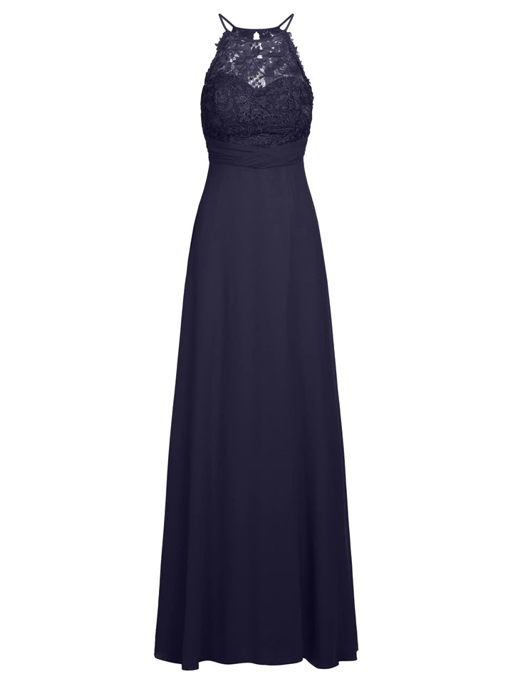 Damen Apart Abendkleid aus Chiffon und Spitze Special Occasion Dress L Dunkelblau, L Dunkelblau