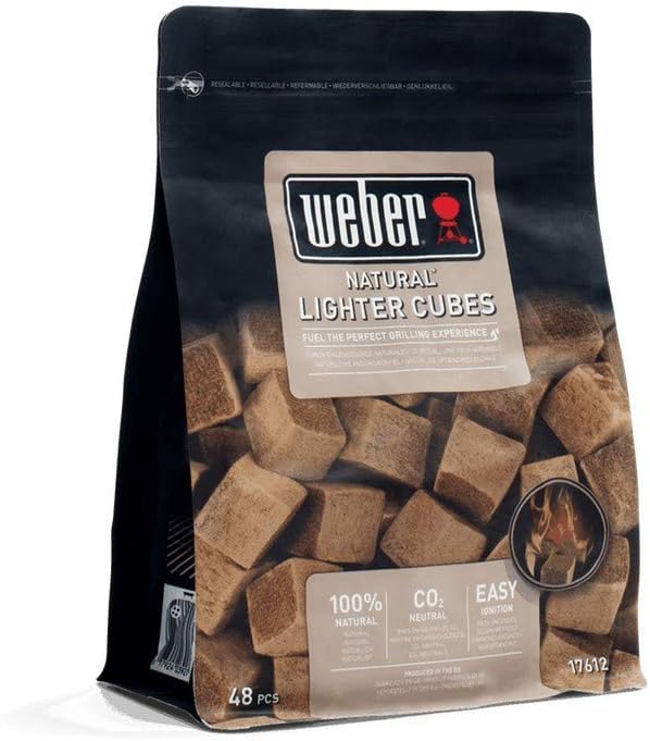 Weber Anzündwürfel (48 Stück), ökologisch, umweltfreundliche, geruchslose sowie rauchlose Anzündwürf