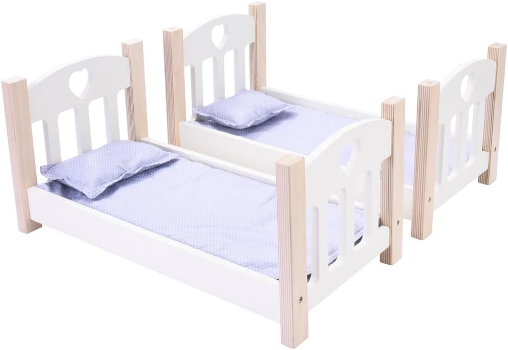 Engelhart – 606010 – Puppen-Etagenbett aus Holz grau/weiss – 50 x 26 x 47 cm – ab 3 Jahre Grau/Weiss