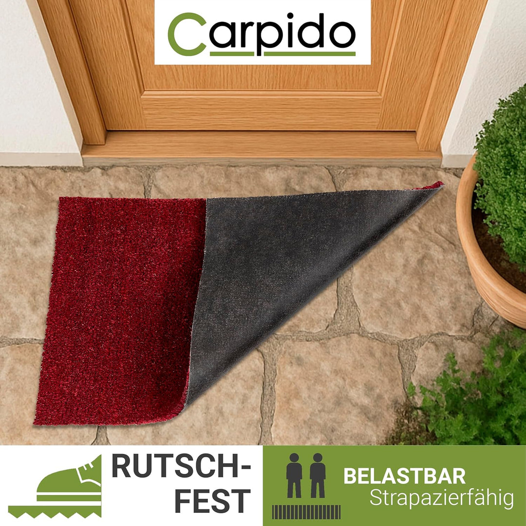 Carpido rutschfeste Kokosmatte - 40 x 60 cm Rot - Nachhaltige Naturfaser für den überdachten Aussenb