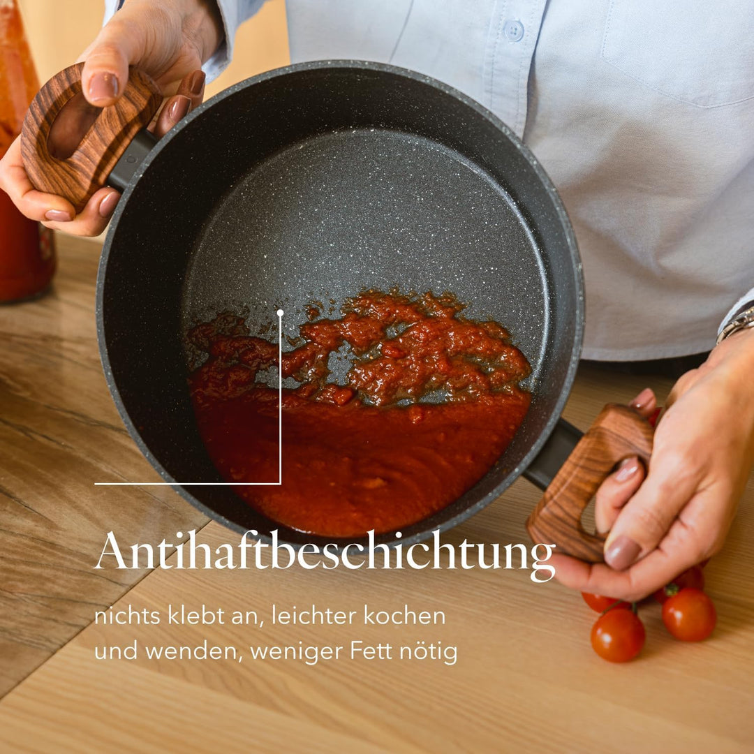 FLORINA Aluminiumtopf MASTER BLACK 20 cm 2.1L | Antihaftbeschichtung | Für alle Herdarten inkl. Indu