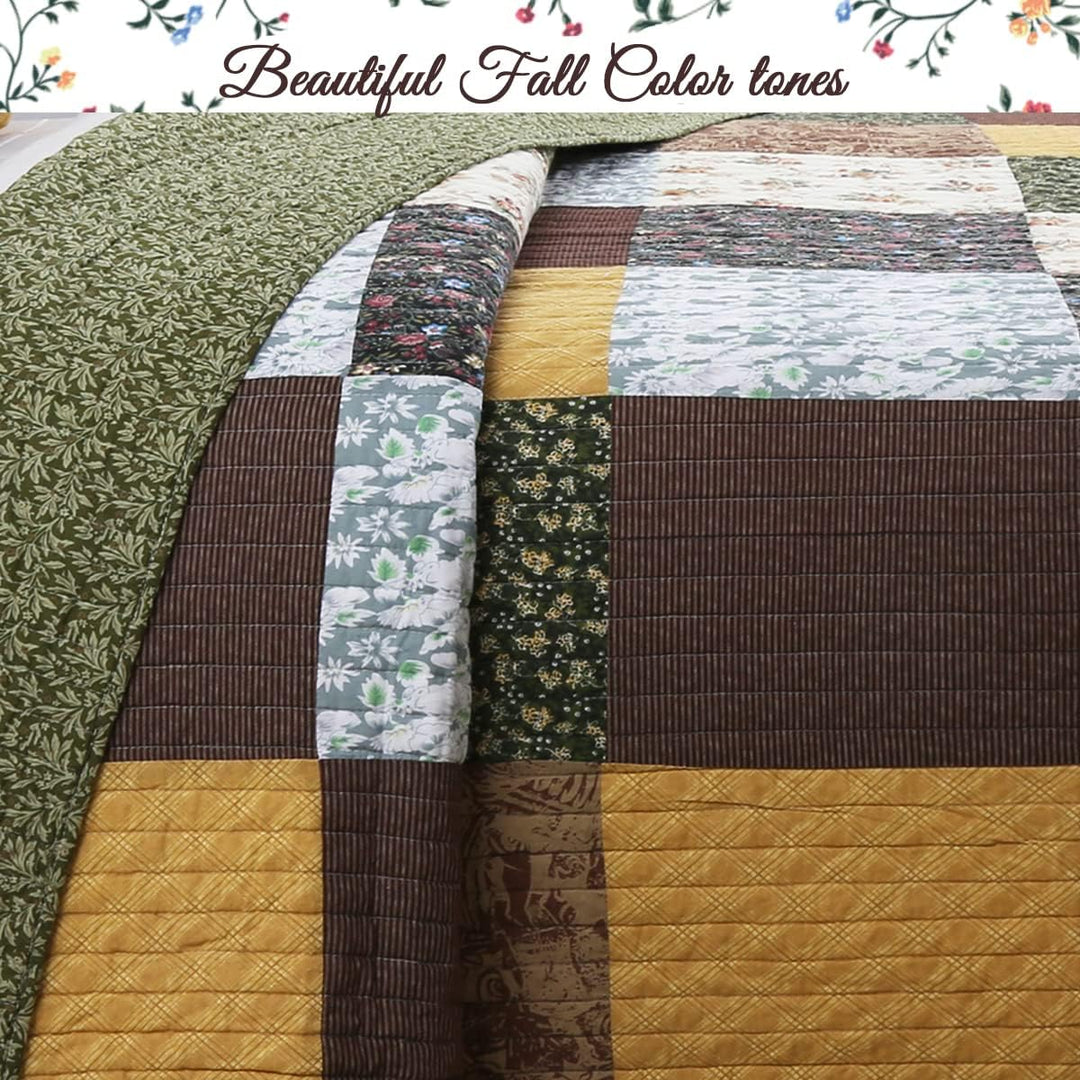 Cozy Line Home Fashions Tagesdecken-Set aus 100 % Baumwolle mit handgenähtem Patchwork im Landhausst